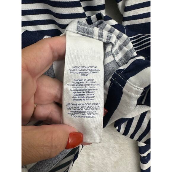 CHAPS Blue Stripe No Iron Shirt 2X Womens Coastal Office - Picture 7 of 7